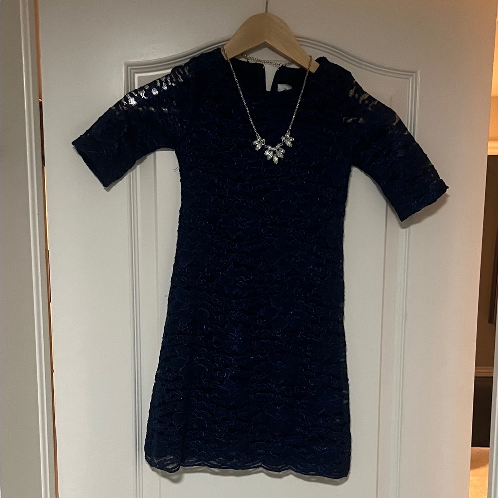 Rare Editions Navy Lace Mini Dress